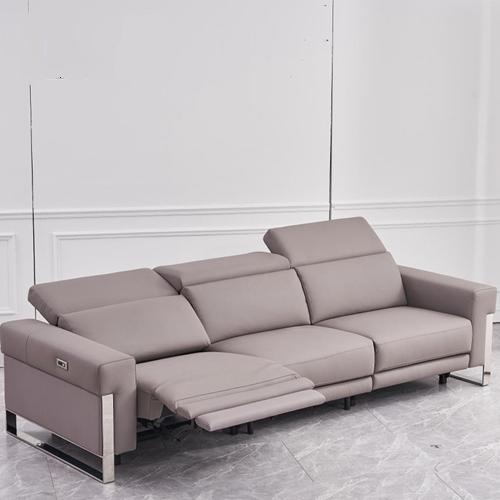 Quality New Leather Art Functional Sofa Metal Frame Modern Minimalist Usb Leather Electric Sofa In-Line Combination for sale