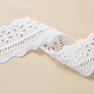 Polyester Embroidery Lace Fabric White Embroidery Lace Trim For Dress