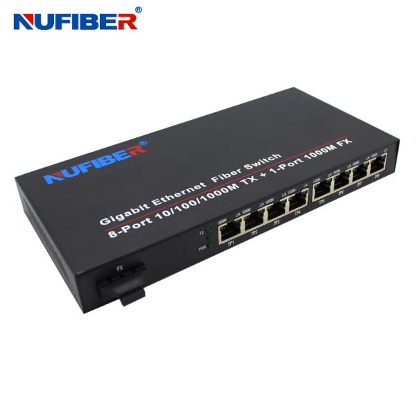 1000M 8 Port Rj45 Fiber Ethernet Switch 1310nm 20km OEM ODM Supported IPC Camera Fiber Ethernet Switch