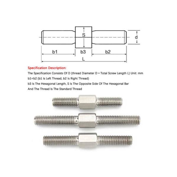 Stainless Steel 304 Threaded Rod Ends Stud Bolts in All Sizes with DIN938 and DIN939 Standards
