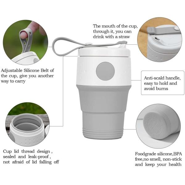 395ml Silicone Foldable Cup - Side View