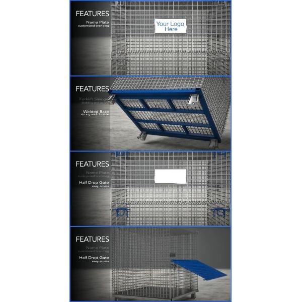 Customizable Steel Wire Mesh Container with 50-100mm Wire Hole Silver Finish