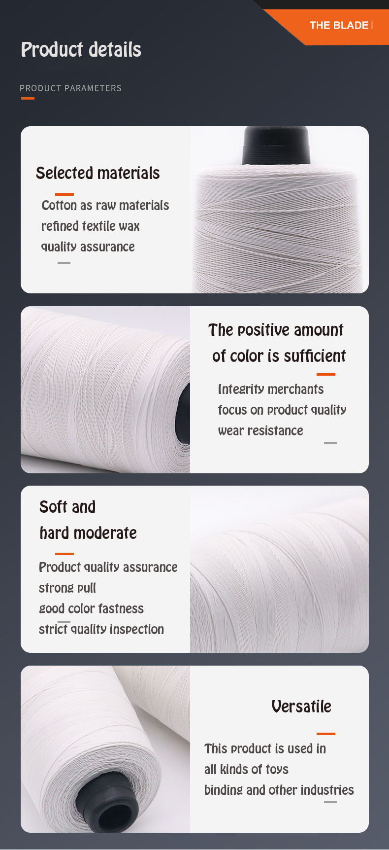 High Strength Kite String 20/3 6000 Yards Tex90 Glazed Cotton for Kite With UV Protection