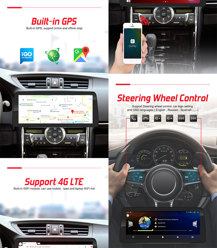 1920*720 IPS Universal Car DVD Player 8 Core 12.3 Inch OEM ODM
