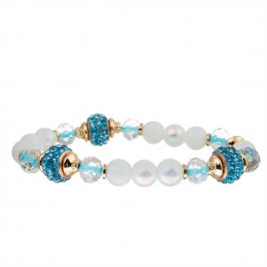 Buy cheap Agate Glass Beads Gemstone Stone Bracelet Gold Plated With Diamond Ball Charm product