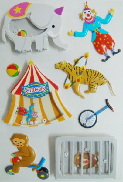 Quality Circus Printed Custom 3d Stickers , Fashion Kids Car Stickers 80 X 120 Mm for sale