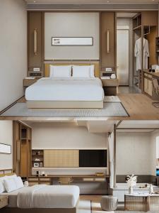 China Customised Modern 5 Star Bedroom Furniture Standard Comfortable Wooden Beds on sale