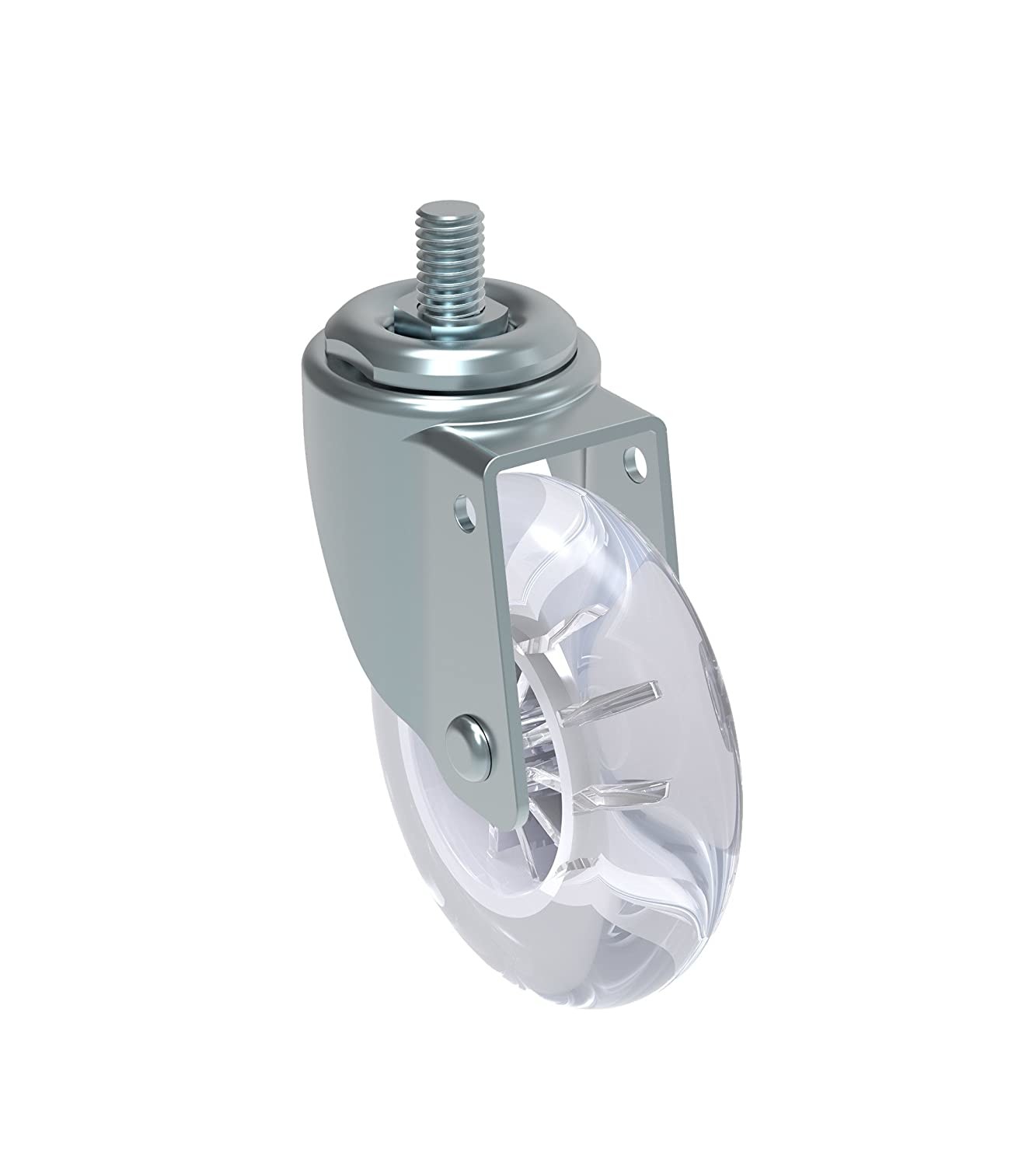 1.5 inch transparent wheel white caster pu caster wheel stem casters