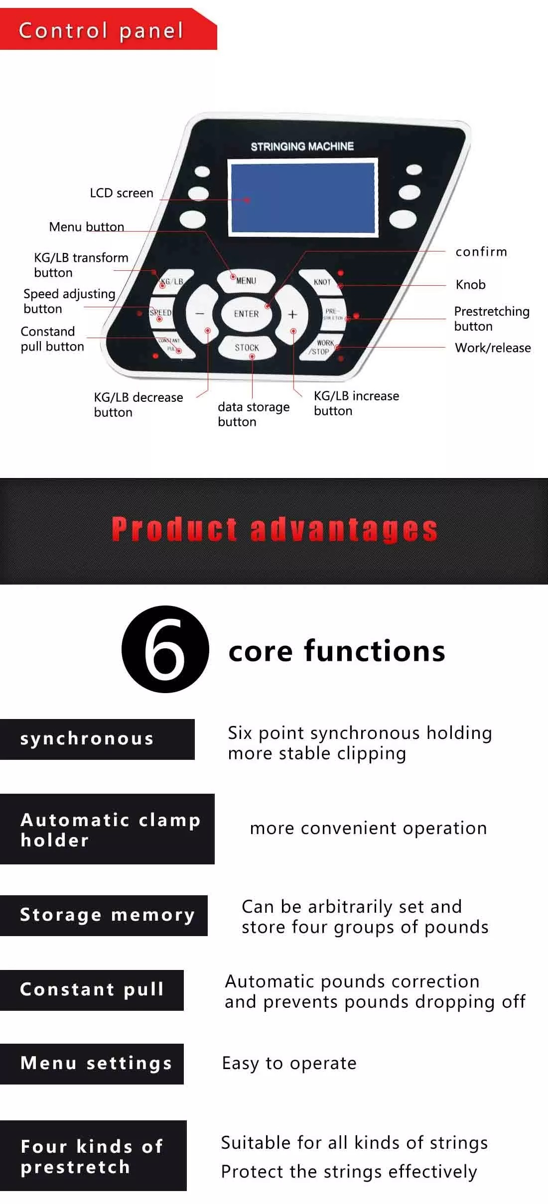 90W Electronic Badminton Racket Stringing Machine Programmable