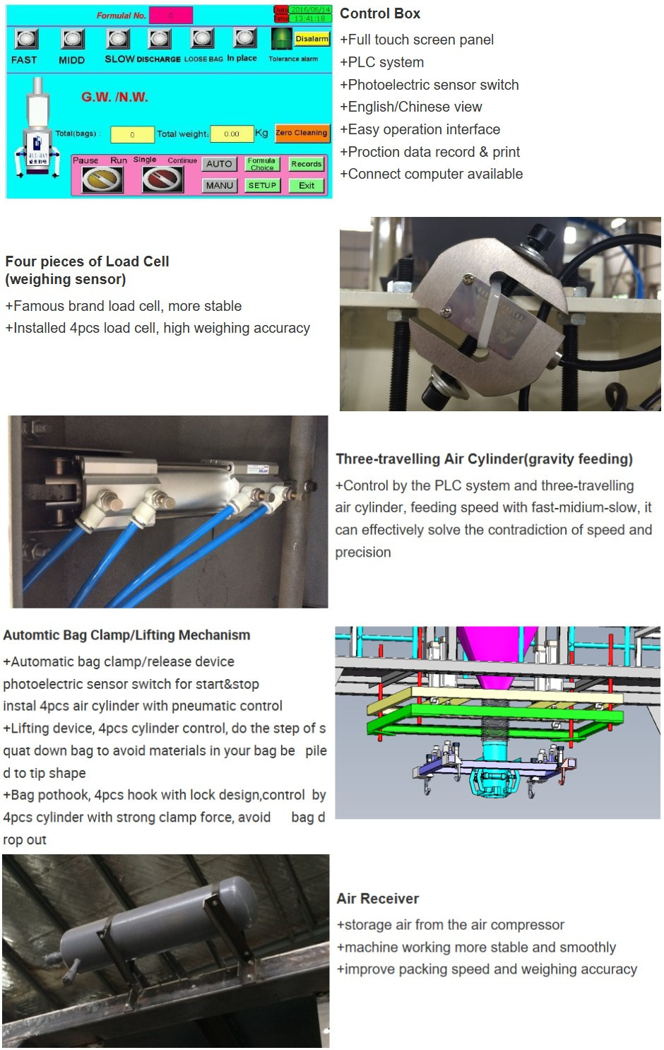 2000kg Bag Animal Feed Fertilizer Packaging Machine With Color Touch Screen