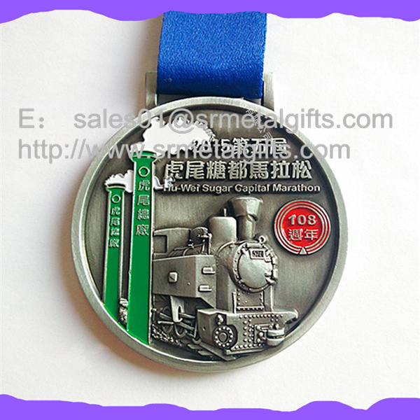 Antique pewter Challenge Awards Medal with ribbon