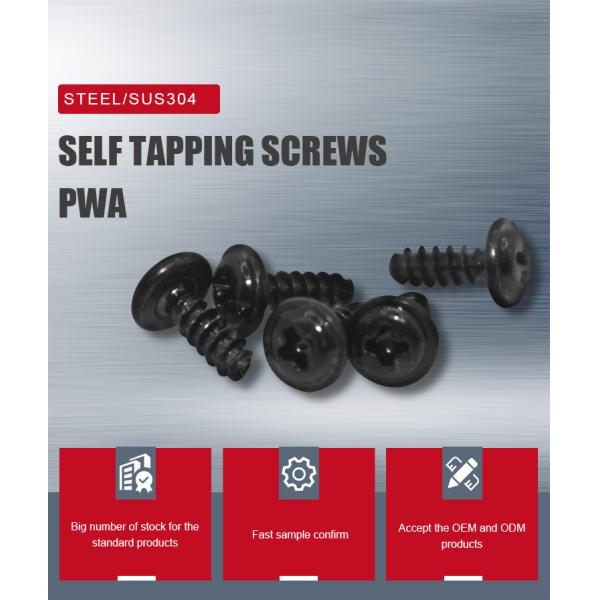 Metric Black Zinc Steel 8.8 Grade Cross Pan Washer Head Self Tapping Screw for Plastic