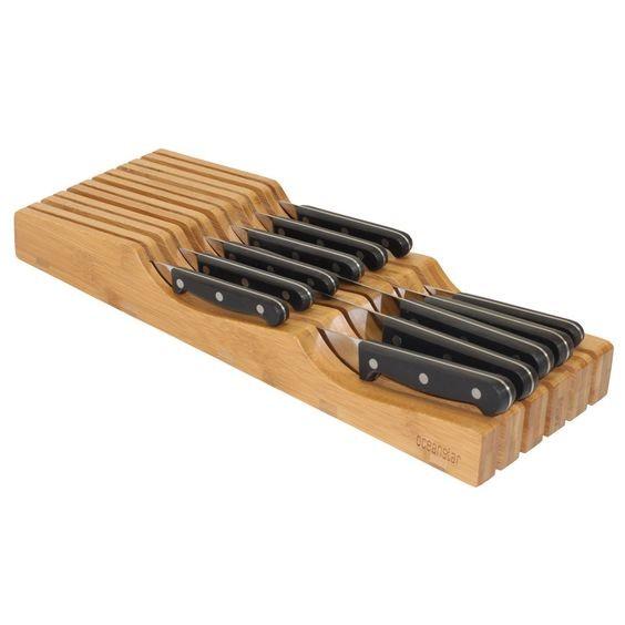 Quality Kitchen Use Bamboo Wooden Drawer DividerBnife Set Block for sale