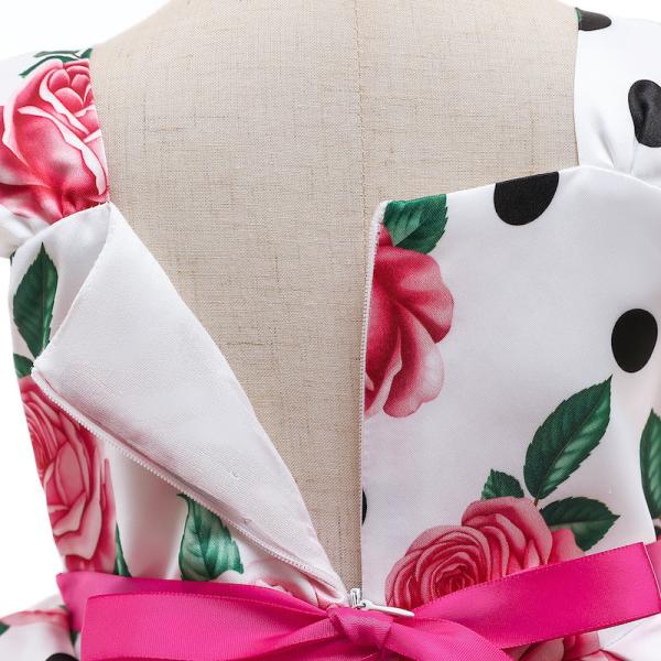 White Formal Dress Girls Kinder Kleider Rose Print Vestidos De Fiesta Sukienki Dla Dzieci Robe Enfant Fille Princess Dre