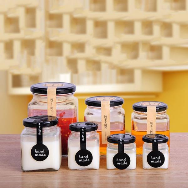 380ml 250ml Transparent Glass Jars HD Crystal Square Glass Honey Jar