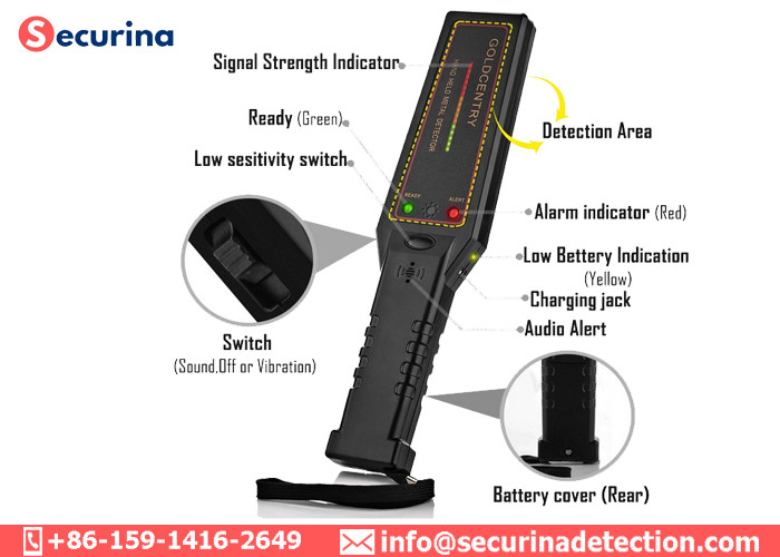 Portable Hand Held Metal Detector 9V Battery With LED Signal Strength Indicator