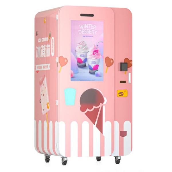 Quick Making Automatic Soft Ice Cream Vending Machine With Attractive LED Colorful Lights And LED Light Box