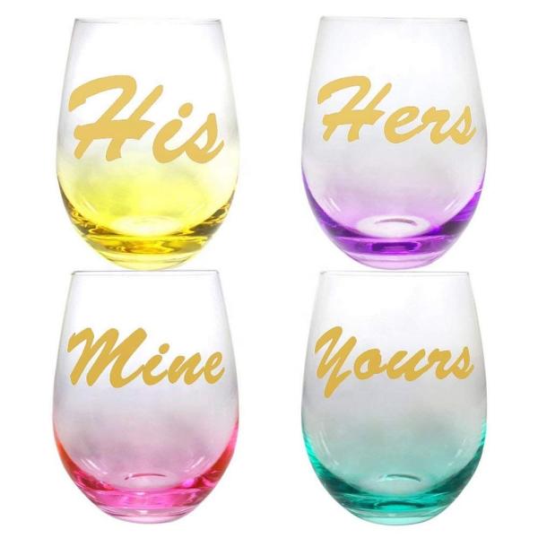 Quality Egg Shape  Stemless Clear Wine Glass ，Clear Stemless Wine Glasses With Golden Fonts for sale