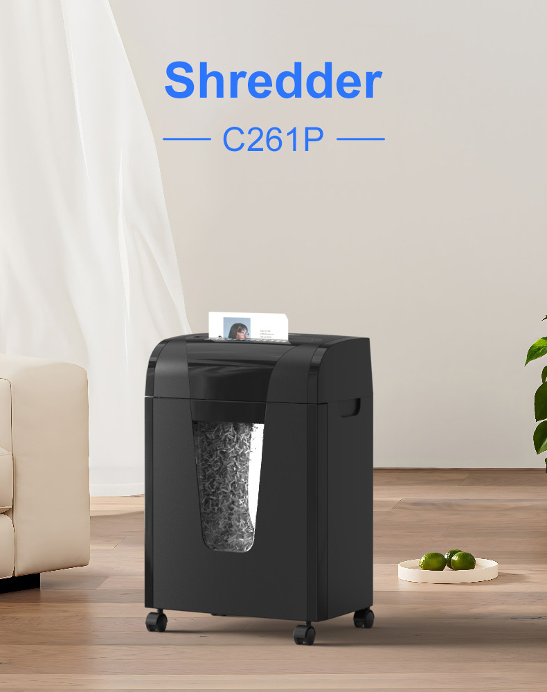 Auto Reverse P5 high Security Heavy Duty Paper Shredder Noise Level 60dB C261P-10 with 20L bin