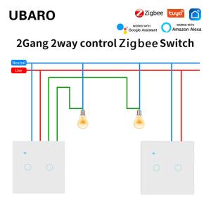 2 Gang 2 Way Dual Dimmer Switch Zigbee TuYa Switch Voice APP Touch Control