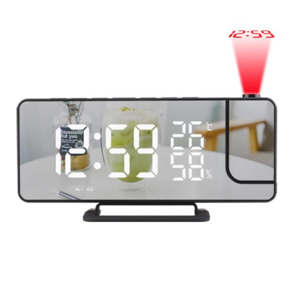 Quality Student Desktop Room Thermometer LED Projection Alarm Clock With Makeup Mirror for sale