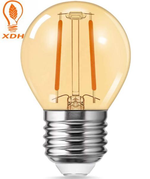 Quality G45 amber led filament bulb 220-240V E27 2W filament led light bulbs for sale