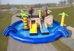 Exciting Inflatable Amusement Park Adventurous Customizable Design With Centre Slide