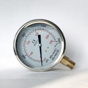 China 1600kPa 100mm Stainless Steel Pressure Gauge Manometer Glycerine Filled Pressure Gauge on sale