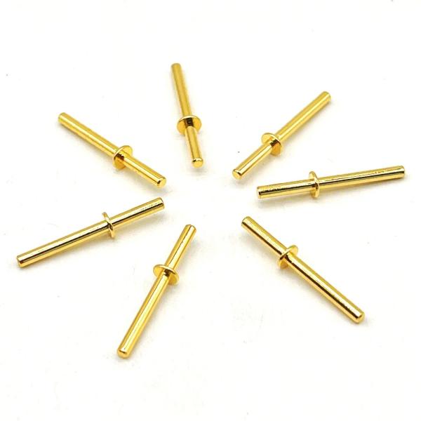 Quality CNC Lathe Machined Pins Round Copper Contact Pins With Gold Plating Electric Power for sale