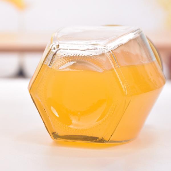 Big Belly Honey Glass Jar 500ml Six Sided Heat Resistant ISO9001