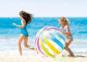 China 1m 1.5m Colorful Striped Inflatable Beach Ball Perfect For Beach Lake Pool Parties on sale