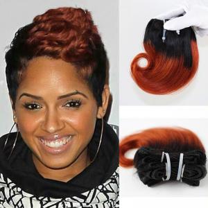 China Short Hair Indian Human Hair Ombre Color Snail Curl Hair Weaves on sale