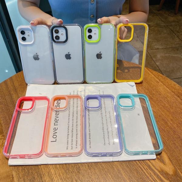 2 in 1 Transparent Bumper Phone Case For iPhone 14 14 pro max plus 13 pro 12 Soft Silicone Shockproof Back Cover