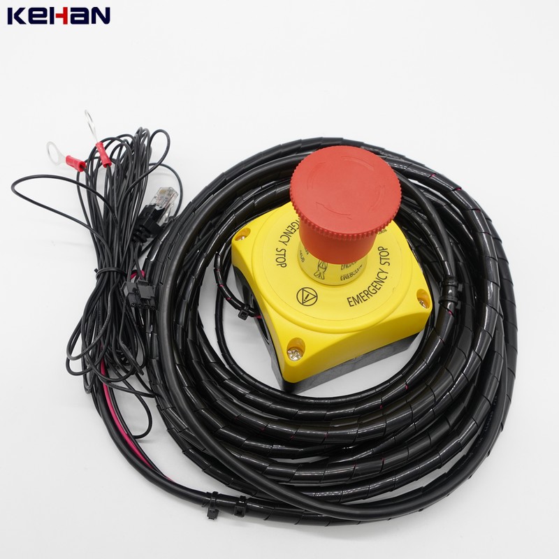 JST 250A 8mm Emergency Stop On Off Industrial Push Button Switch with RJ45 Wiring Harness