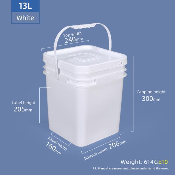 Food Packing Snacks Barrels PP Square Plastic Bucket With 5L 10L 13L 16L 25L Capacity