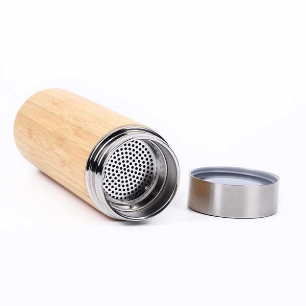 550ml 350ml Bamboo Stainless Steel Bottle Insulated Tea Bottle With Tea Infuser