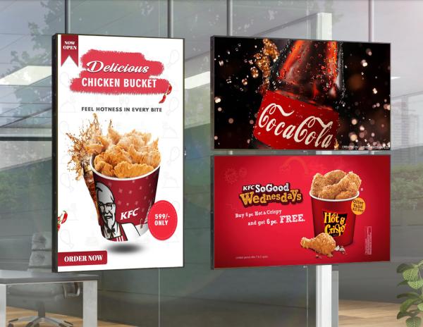 Quality 55inch Facing LCD Window Display Screen Smart Signage Menu Board 3000nits for sale