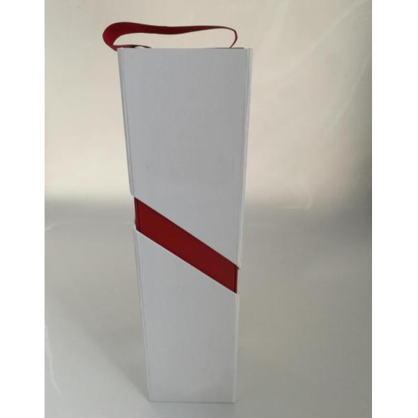 High End Rigid Wine Bottle Packging Box With Cushion Protection Inside And Ribbon Straps