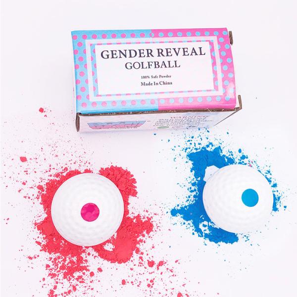 2 Inch Golf Ball Baby Reveal With Pink Blue Powder