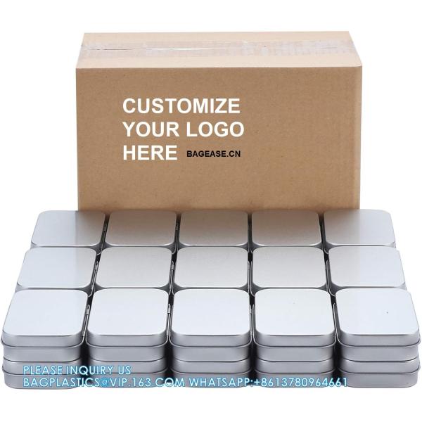 Metal Rectangular Empty Hinged Tins - Pack Of 40 Silver Mini Portable Box Small Storage Kit & Home Organizer With Lids