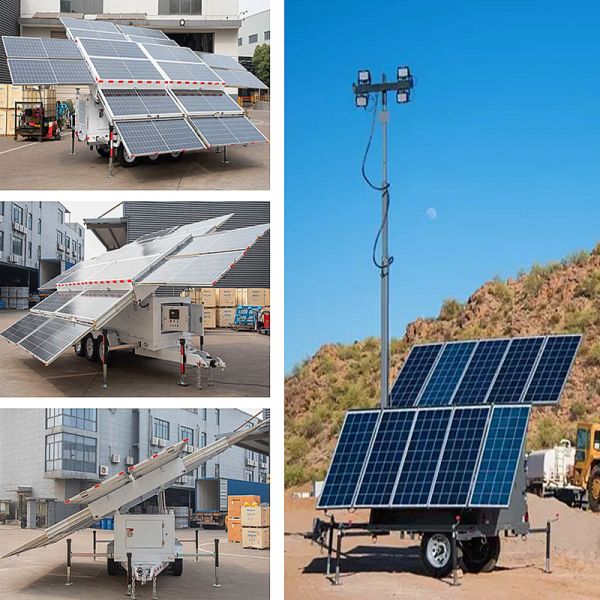 Portable Solar Light Tower Work Time 19 Hours Lighting Tower Mining High Intensity Illumination Solar Light Tower Manufacturer