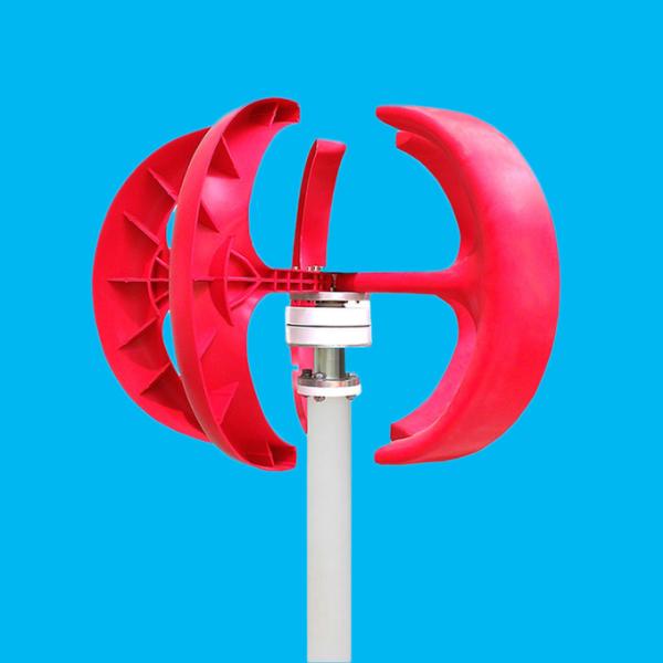 12V 24V Vertical Axis Wind Turbine Types Red Lantern 200W IP54 Home Use Electricity