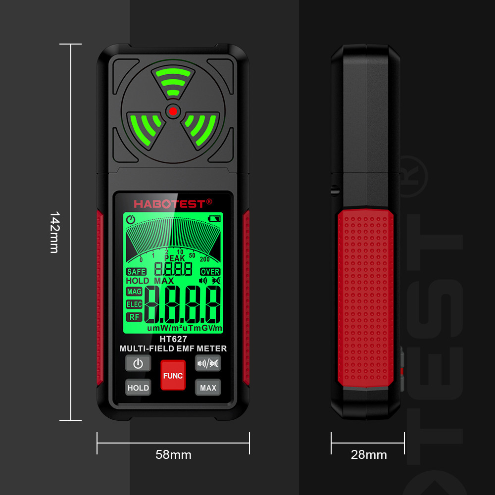 HT627 EMF Meter Professional Electromagnetic Field Radiation Detector Handheld Portable Radio Frequency Warn Meter