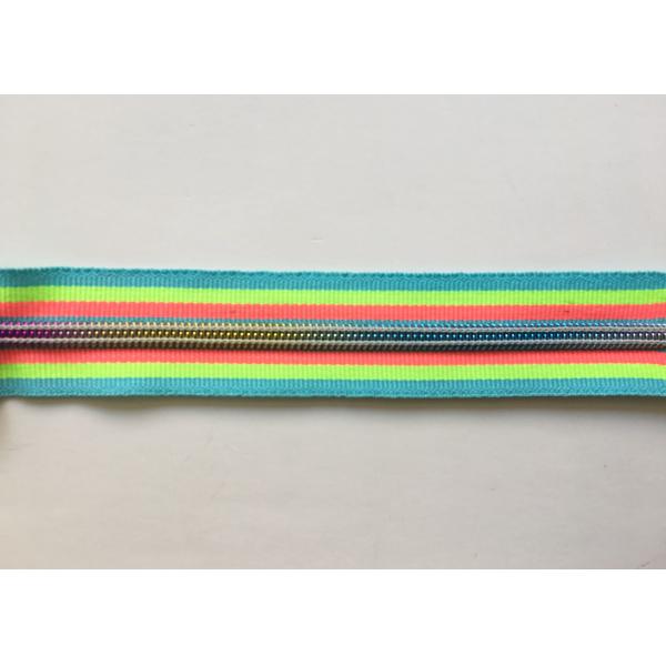 Rainbow Coloured Cotton Webbing Straps Gradient Teeth Zipper With Original for Garment