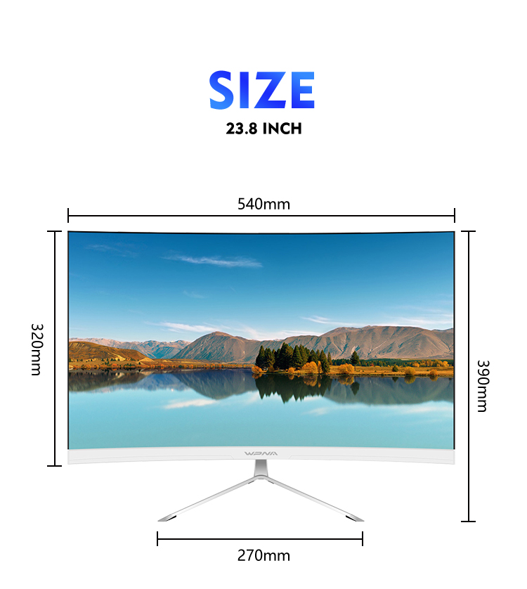 Desktop Curved Computer Monitor 144Hz 24 Inch Gaming Monitor For Internet Cafes