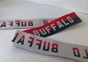 China Printed Elastic Ribbon Red And Blue Base White Words Garment Decoration Various Patterns on sale