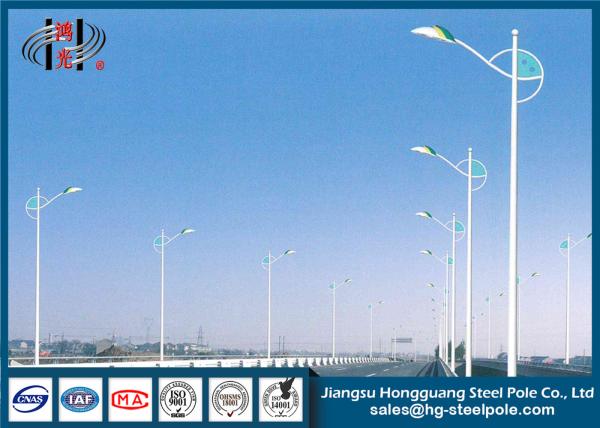 Quality 10 Meters Conical Steel Street Light Poles , Decorative Lighting Pole for sale