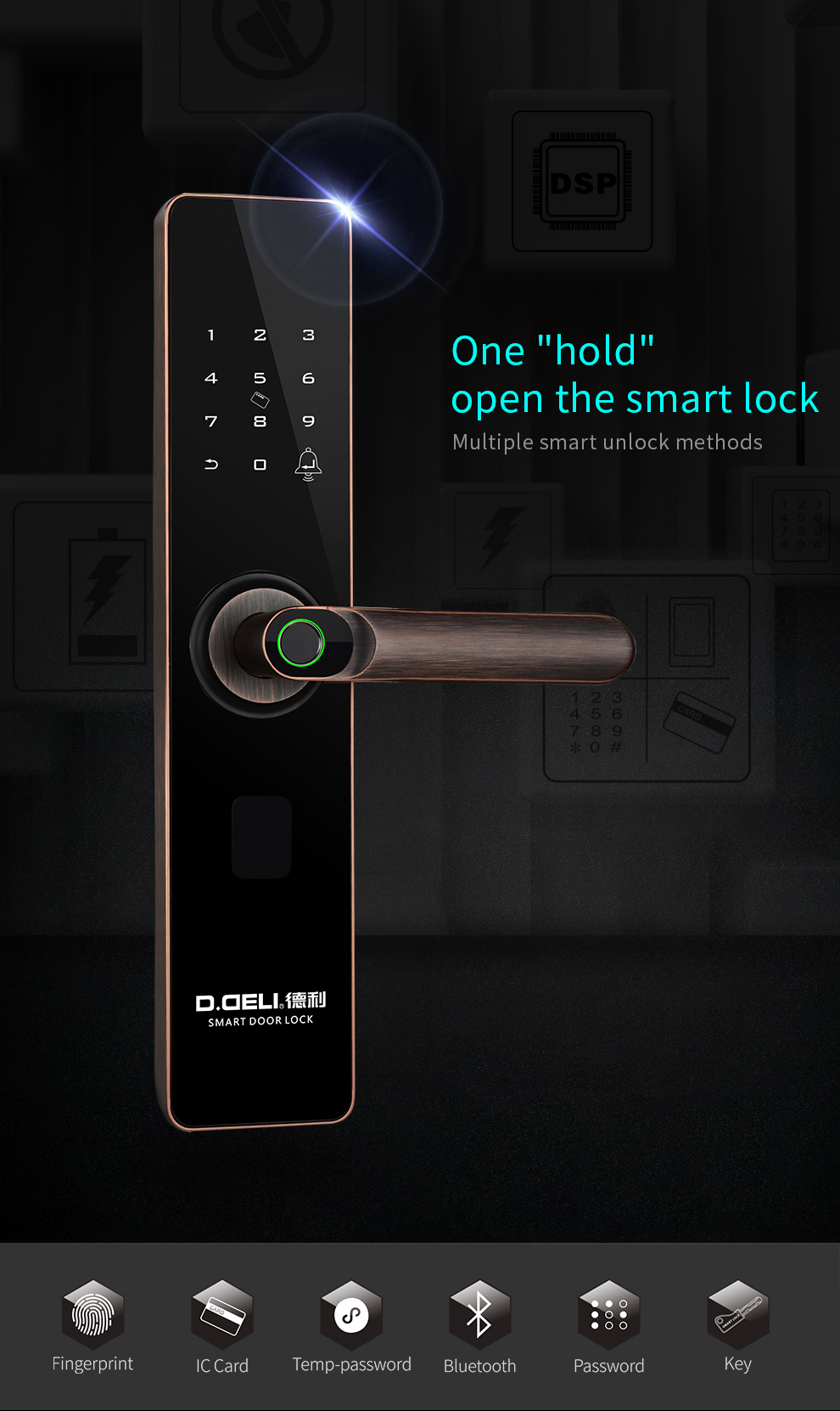 Keyless Entry Mortise Door Lock With Biometric Fingerprint Touchscreen Smart