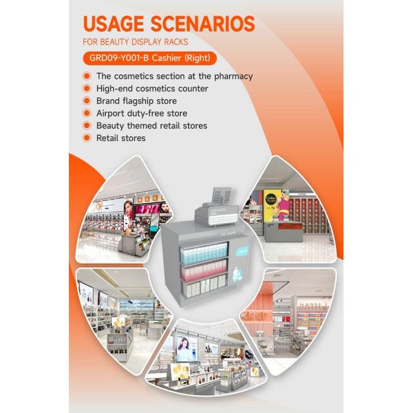 GDR09-Y001-B Retail Display Counter with 5mm Gray Glass and Cash Register Compartment for Mall Booths