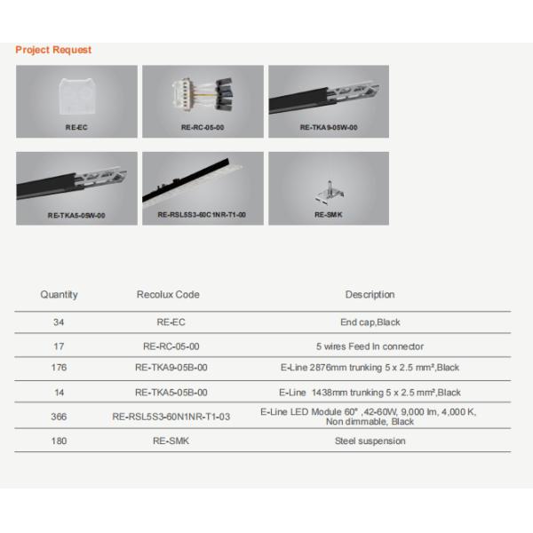 160LM/W LED Linear Trunking System IP40 27W-68W Suspended Led Strip Lighting